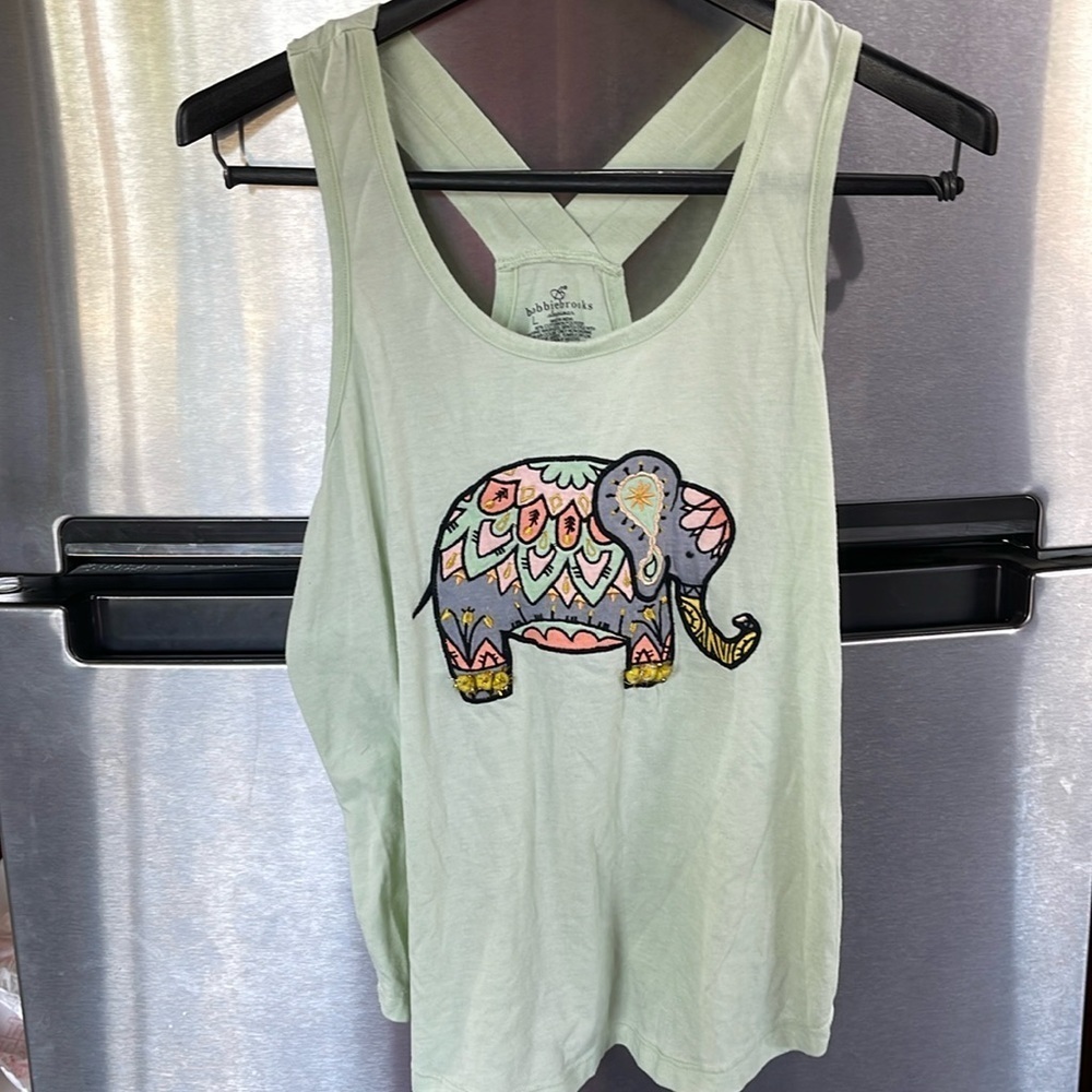 Bobbie Brooks size L sleepwear top pistachio green with elegant front. Fun
